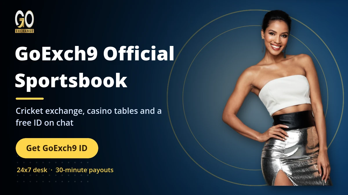 GoExch9 official sportsbook banner with a new ID and login call to action